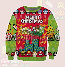 Super Mario Logo 3D Printed Ugly Christmas Sweatshirt