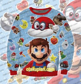 Super Mario Odyssey Christmas hat 3D Print Ugly Christmas Sweatshirt