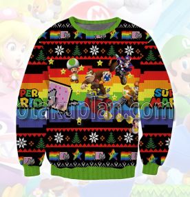 Super Mario Rainbow Road 3D Printed Ugly Christmas Sweatshirt