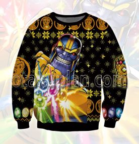 Thanos Black 3D Printed Ugly Christmas Sweatshirt