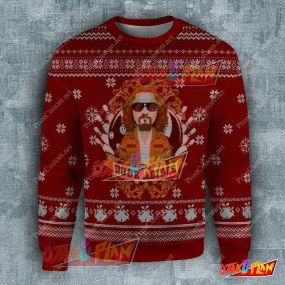The Big Lebowski Dude Abides 3D Print Ugly Christmas Sweatshirt