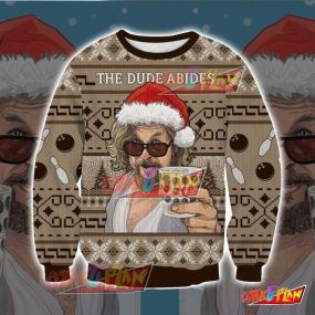 The Big Lebowski The Dude Abides 3D Print Pattern Ugly Christmas Sweatshirt