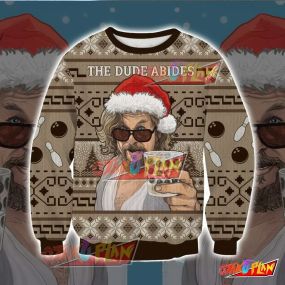 The Big Lebowski The Dude Abides Knitting Pattern 3D Print Ugly Christmas Sweatshirt