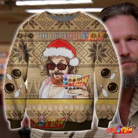 The Dude Abides The Big Lebowski 3D Print Ugly Christmas Sweatshirt