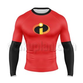 The Incredibles Mr Incredible Red Long Sleeve Rash Guard Compression Shirt