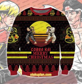 The Karate Kid Cobra Kai Pixel Art 3D Printed Ugly Christmas Sweatshirt