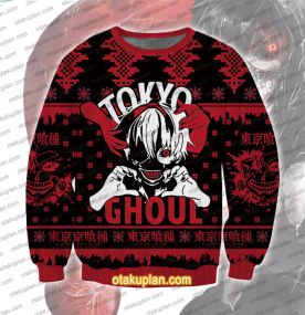Tokyo Ghoul Kaneki Splash 3D Printed Ugly Christmas Sweatshirt