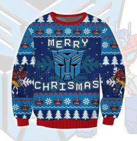Transformers Fleece Blue 3D Printed Ugly Christmas Sweatshirt