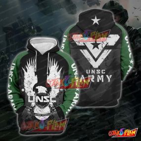 UNSC Army Green And Black Pullover Hoodie
