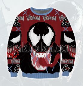 Venom Blue and Red 3D Printed Ugly Christmas Sweatshirt