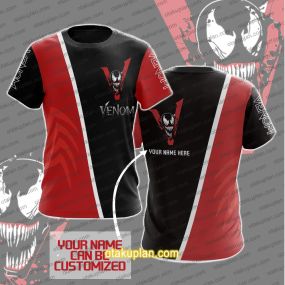 Venom Red And Black Custom Name T-shirt