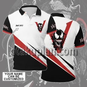 Venom White and Black Custom Name Polo Shirt