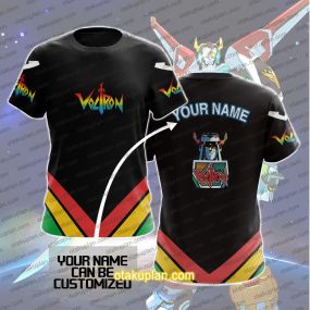 Voltron Rainbow Color and Black Custom Name T-shirt