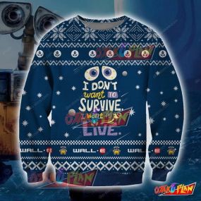 Wall-E Knitting Pattern 3D Print Ugly Christmas Sweatshirt