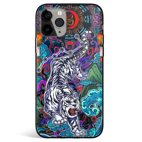 White Tiger Tempered Glass iPhone Case