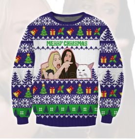 Woman Yelling At Cat Parody 3D Printed Ugly Christmas Sweatshirt