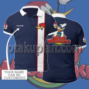 Woody Woodpecker Blue Custom Name Polo Shirt