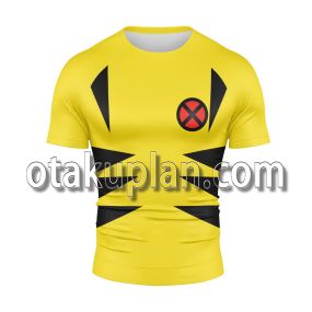 X Heros Wolverine Thick Black Linework Rash Guard Compression Shirt