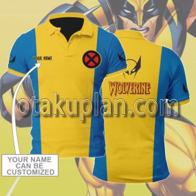 X-MEN Wolverine Yellow and Blue Custom Name Polo Shirt