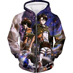 Attack on Titan Awesome Captain Levi and Eren Yeager Zip Up Hoodie AOT013