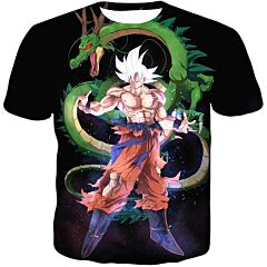 Dragon Ball Super Cool Hero Goku Super Saiyan White X Dragon Shenron Awesome Black T-Shirt DBS160