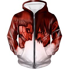 Attack on Titan Cool Armoured Titan Vs Eren Yeager White Printed Zip Up Hoodie AOT030