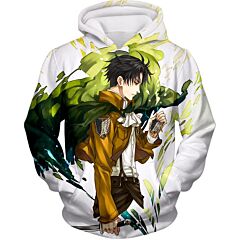 Attack on Titan Awesome Survey Corp Soldier Levi Ackerman Ultimate Anime White Hoodie AOT094