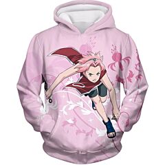 Naruto Cute Pink Haired Ninja Haruno Sakura Action Pink Hoodie NA088