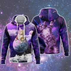 Cat And Butterfly In Space Hoodie