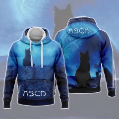 Cat Looking Up At The Starry Sky In The Castle Hoodie