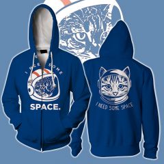 I Need Some Space Cat Zip Up Hoodie