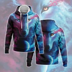Ice And Fire Planet Wolf Hoodie