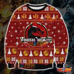Mortal Kombat Finish Him 3D Print Ugly Christmas Sweatshirt