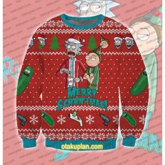 Rick and Morty Red Christmas 3D Printed Ugly Christmas Sweatshirt
