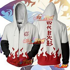 Naruto Namikaze Minato Yondaime Hokage White Zip Up Hoodie Jacket