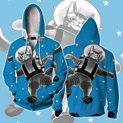 Space Cat And The Stars Zip Up Hoodie